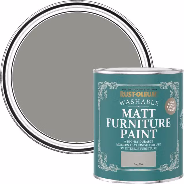 Rust-Oleum Matt Grey Furniture and Skirting Board Paint, Water-Based and Weatherproof, 0.75 l