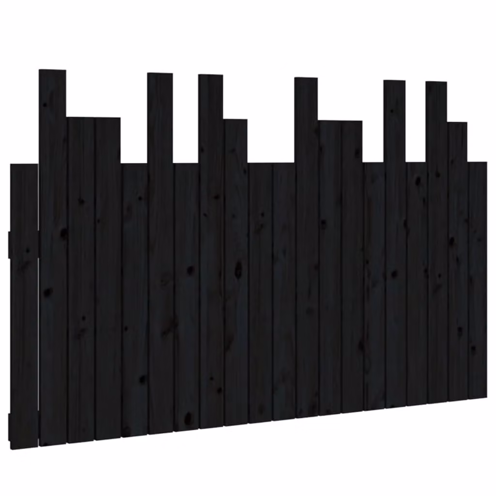 Berkfield Home Black Solid Pine Wood Wall Mounted Headboard W: 127.5 cm, D: 3 cm, H: 80 cm – 2