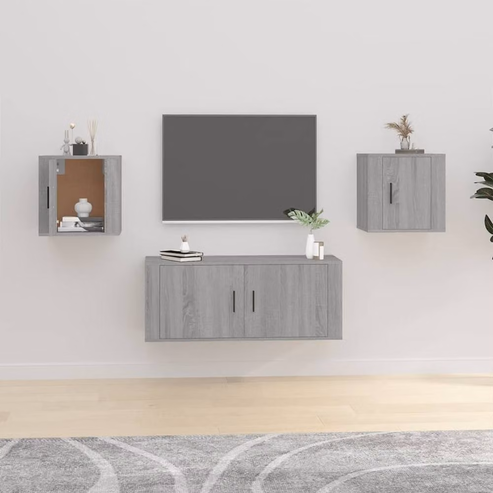 Berkfield Home Set of 2 Wall Mounted TV Cabinets in Grey Sonoma, W/D/H: 40 x 34.5 x 40 cm – 2