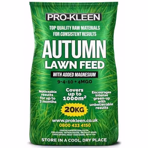 ProKleen Autumn Lawn Feed Slow Release Granulate Fertiliser, 20kg, NPK 9-4-10 – 1