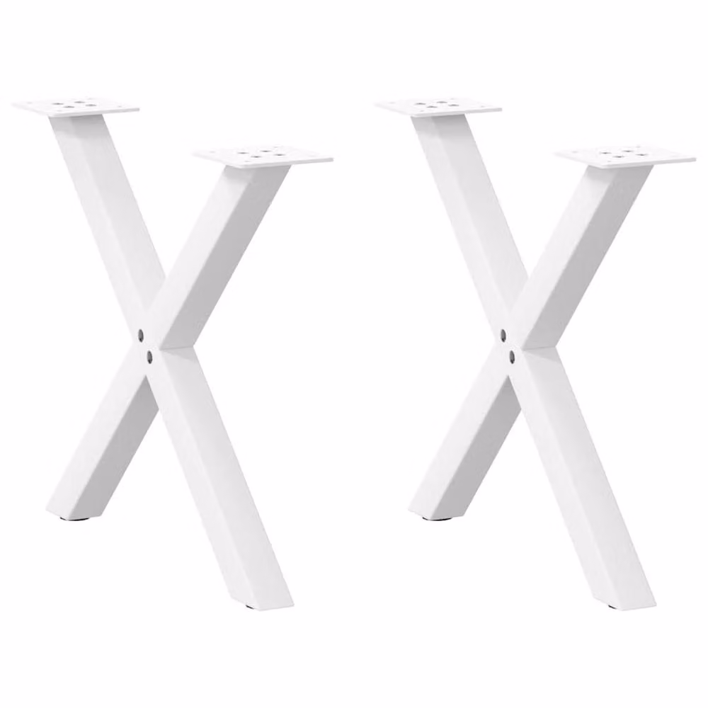 Berkfield Home X-Shaped Steel Coffee Table Legs, 2 Pieces, White, H: 50 cm, W: 42.5 cm, D: 43 cm