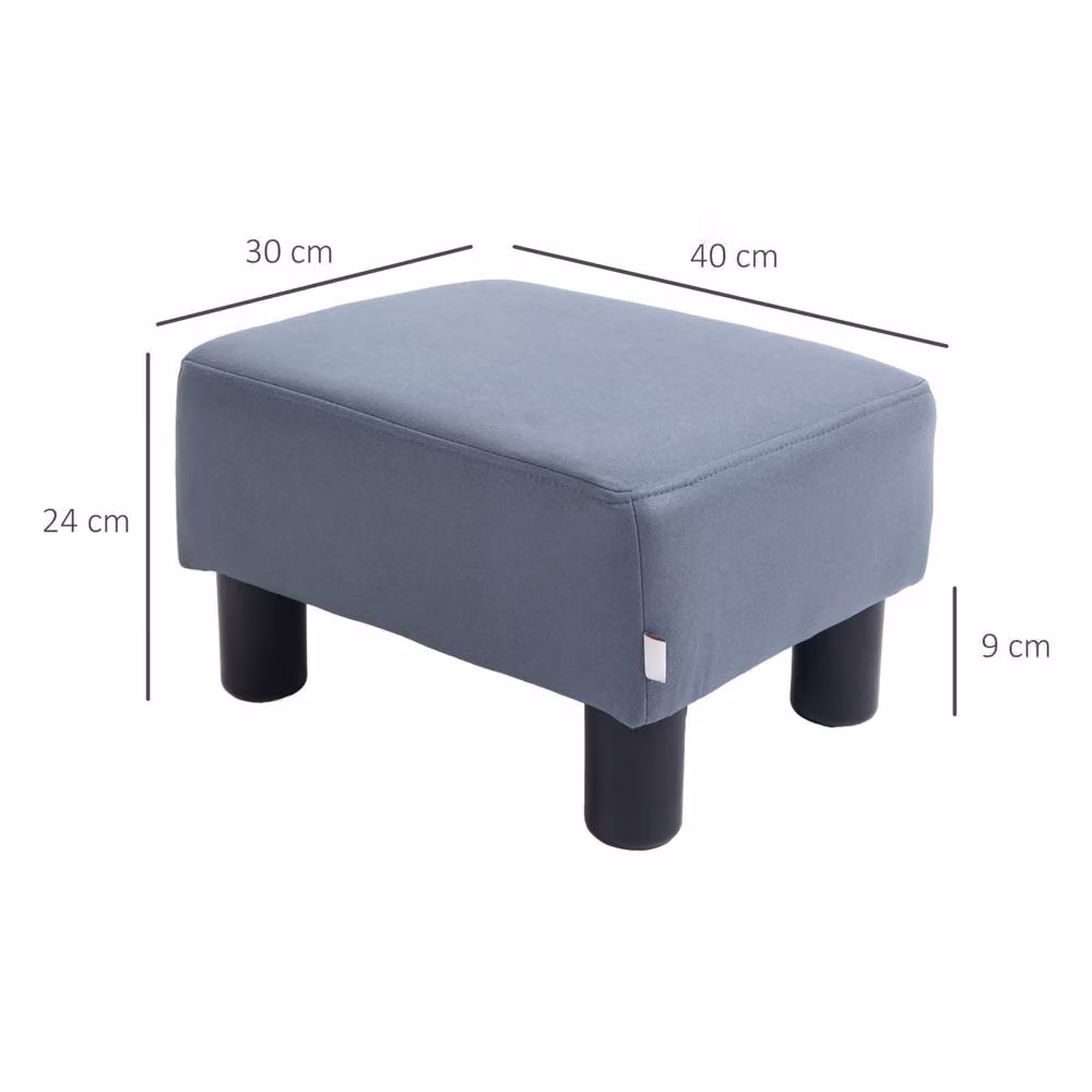 STILVORA Grey Microfibre Upholstered Footstool with Wood Frame – 4