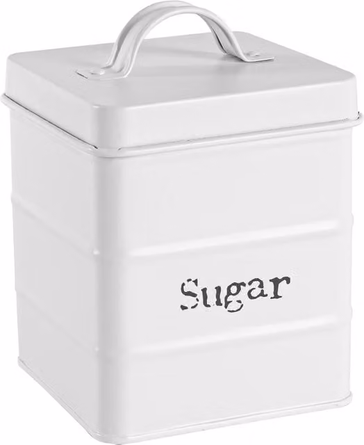 Harbour Housewares Airtight and Leakproof Metal Sugar Canister in White