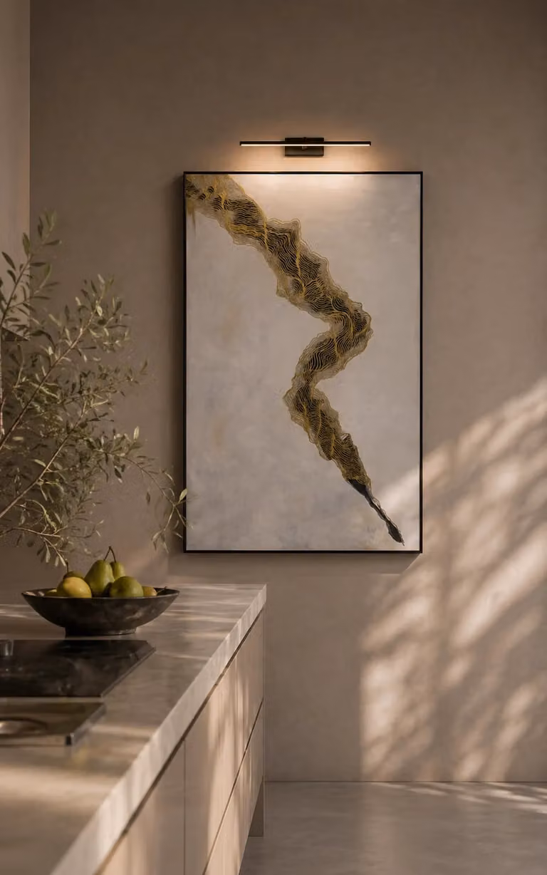 Tommy Franks Bolt Modern Abstract Wall Art Painting Reproduction in Gold, Black and White, W: 120 cm, H: 75 cm