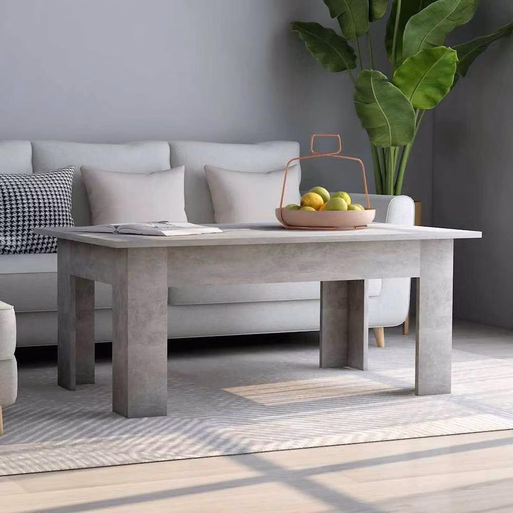Berkfield Home Modern Rectangular Coffee Table in Concrete Grey, W/D/H: 100 x 60 x 42 cm – 2