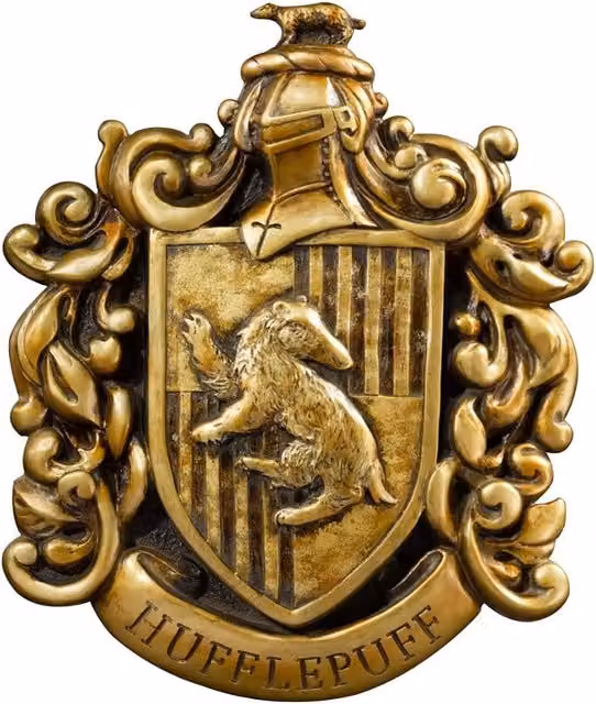 Noble Collection Hufflepuff Crest Vintage Wall Art in Gold and Yellow