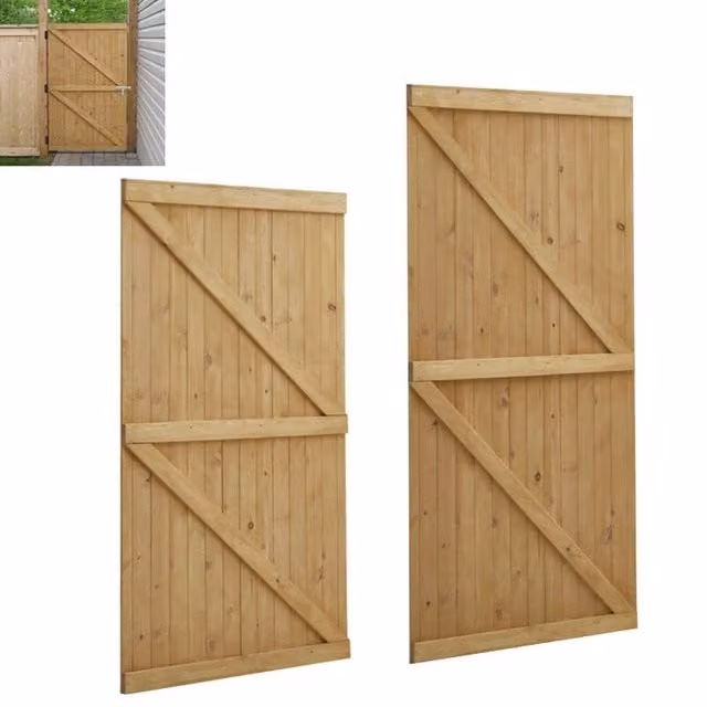NESTLUNE Pressure Treated Wooden Pedestrian Garden Gate in Brown, W: 100 cm, H: 150 cm