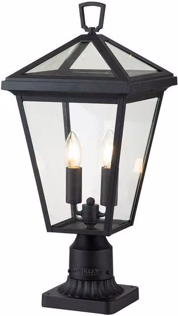 Hinkley Alford Place Outdoor Pedestal Lantern in Museum Black, IP44 Rated – 1