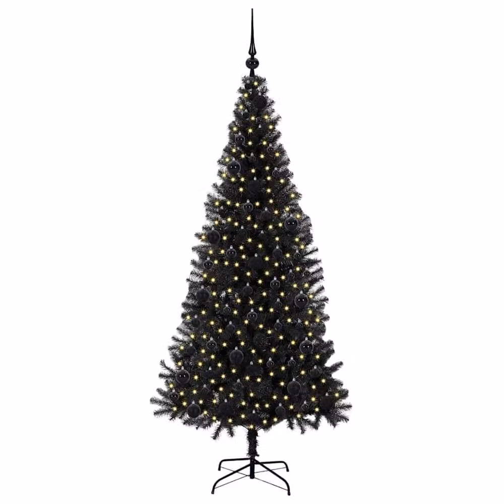 Berkfield Home Christmas Tree with 300 LEDs and Stand, Black, Height: 180 cm – 3