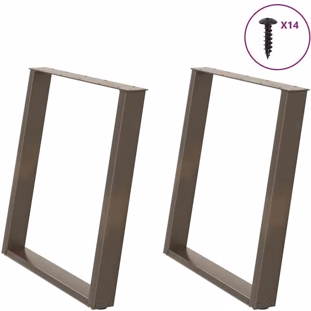 Berkfield Home vidXL U-Shaped Dining Table Legs, 2 Pieces, Brown Steel, H: 72-73 cm x W: 80 cm – 1