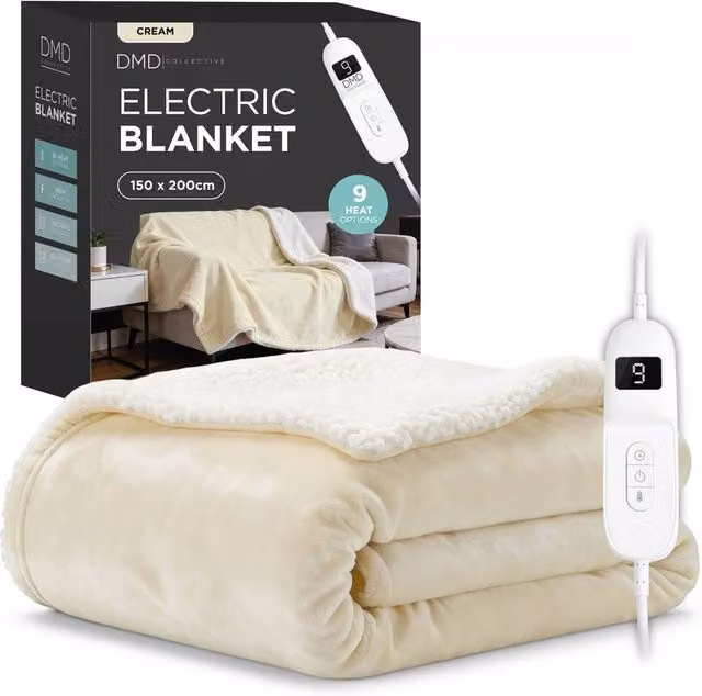 DMD Collective Fleece and Sherpa Electric Heated Blanket in Beige, W/D/H: 150 x 200 cm