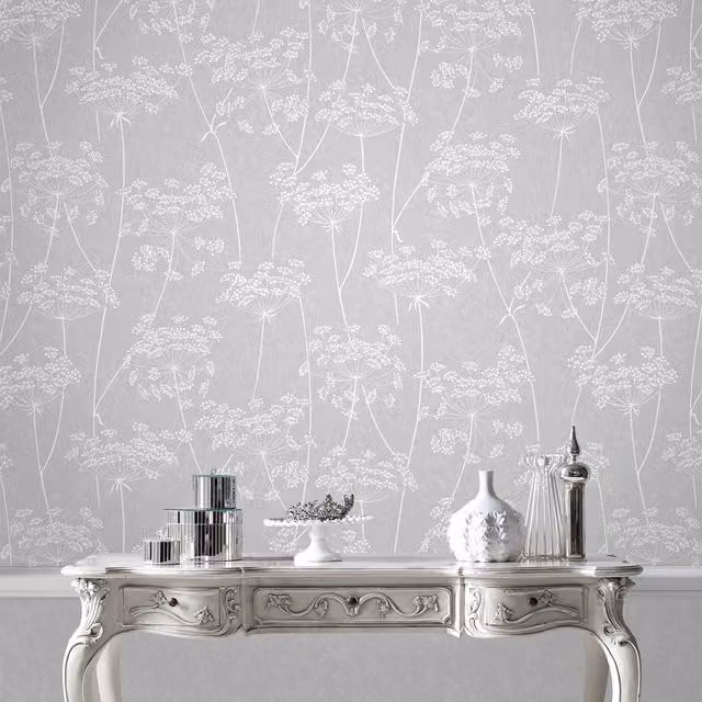 Superfresco Easy Aura Floral Botanical Wallpaper in Grey