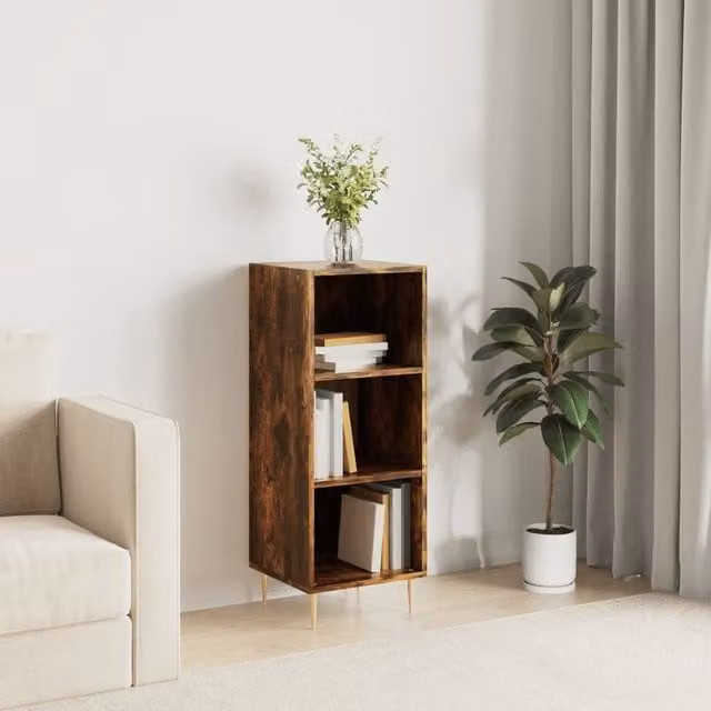 Berkfield Home Smoked Oak Sideboard in Brown, W/D/H: 34.5 x 32.5 x 90 cm – 1