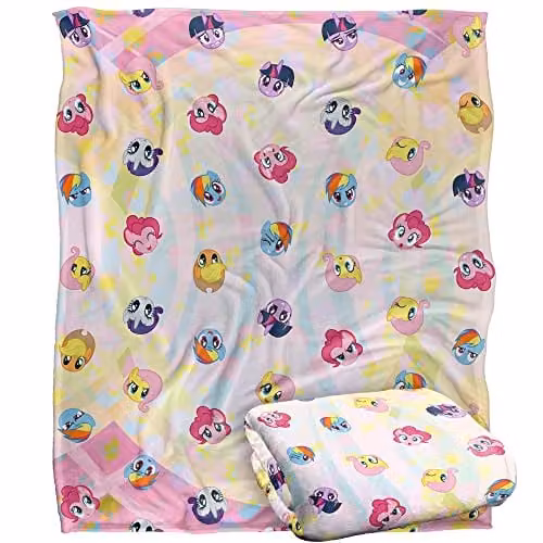 Hasbro My Little Pony Super Soft Microfibre Fleece Throw Blanket, White and Multicolour, W/D/H: 152 x 127 cm