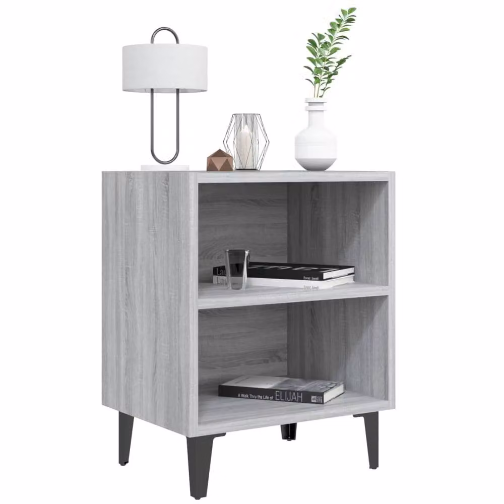 Berkfield Home Bed Cabinet with Metal Legs in Grey Sonoma, W: 40 cm, D: 30 cm, H: 50 cm – 3