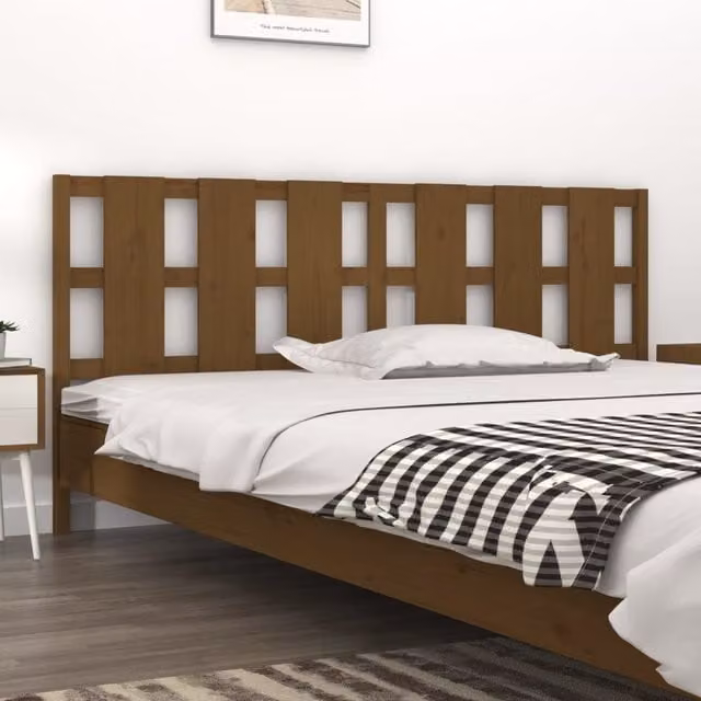 Berkfield Home Rustic Solid Pine Wood Bed Headboard, Honey Brown, W: 205.5 cm, D: 4 cm, H: 100 cm