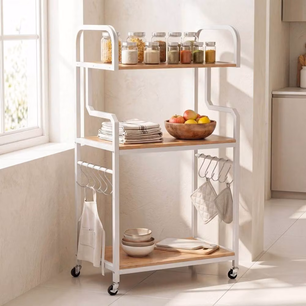 Havendro 3-Tier Rolling Printer Stand Mobile Machine Table Cart with Shelves in White – 3