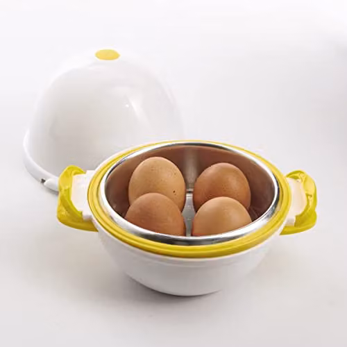 mysmartbuy Microwave Egg Pod Egg Boiler with Lockable Lid and Vent, White, H 15 cm x W 18.5 cm x D 18.5 cm – 2
