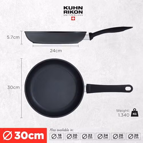 Kuhn Rikon Black Non-Stick Forged Aluminium Frying Pan, Diameter: 30 cm – 8