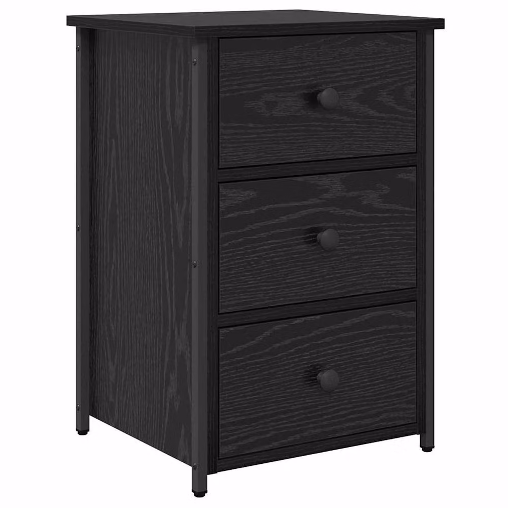 Berkfield Home Black Oak Nightstand Set in Black Engineered Wood with Medium Drawers – 4