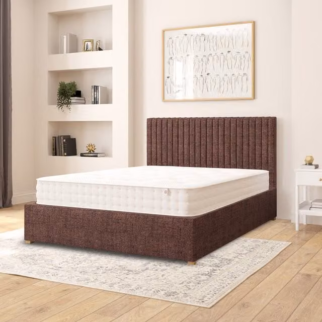 Aspire Grant Fabric Ottoman Storage Bed in Chocolate Brown Yorkshire Knit Fabric, W: 180 cm, D: 200 cm