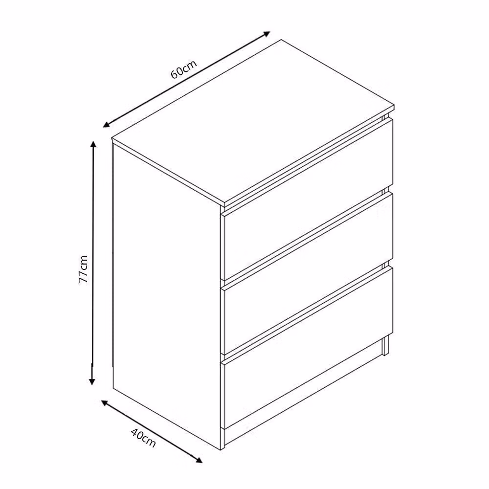 LUXURY LIFE Olivia Gloss 3 Drawer Chest of Drawers in White – 2