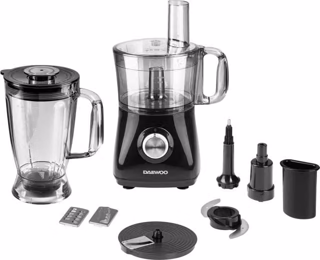 Daewoo All-in-1 2L Electric Food Processor and Chopper with Blender Pitcher in Black