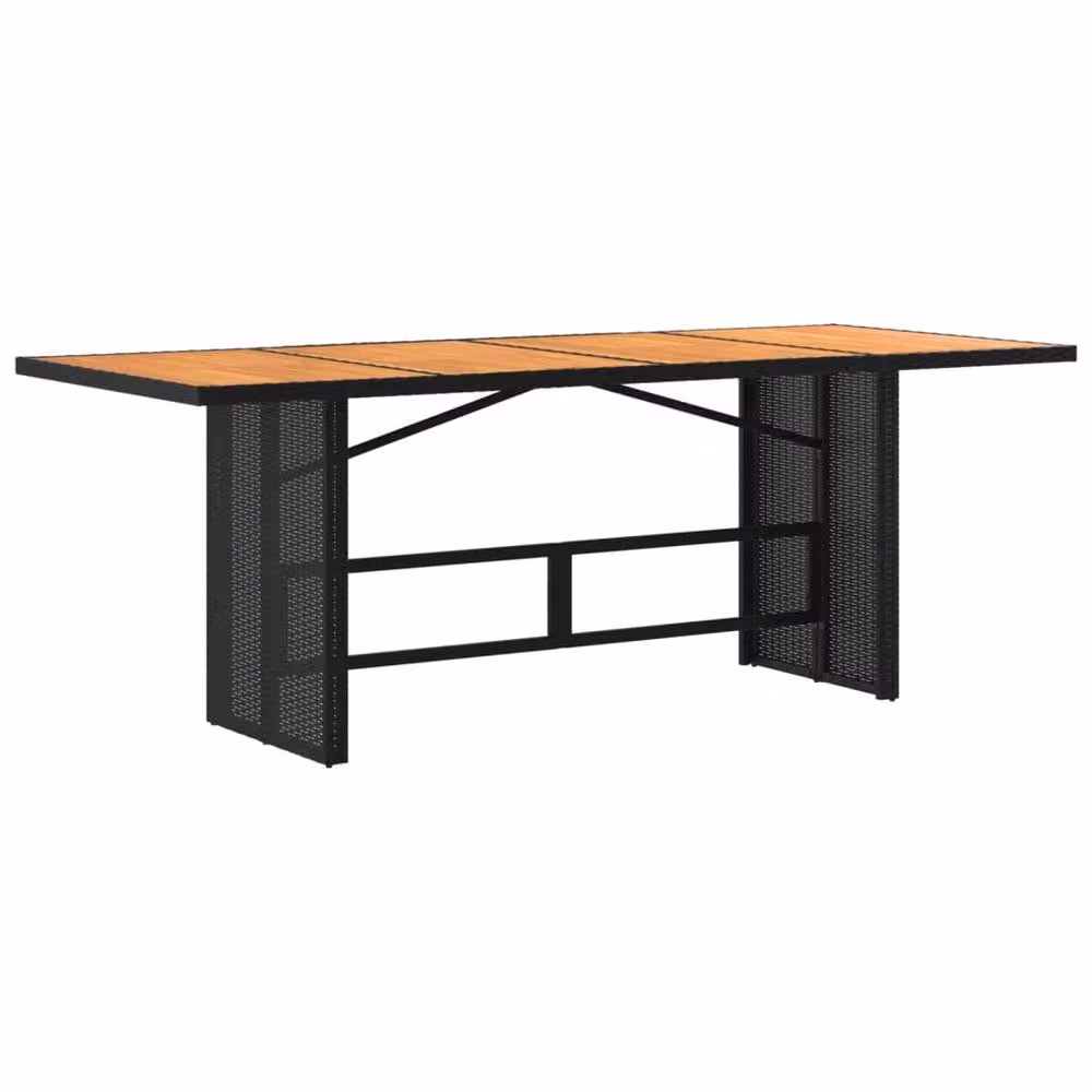Berkfield Home Extendable Garden Table with Black Acacia Wood Top and Powder Coated Steel Frame, W/D/H: 190 x 80 x 74 cm – 3