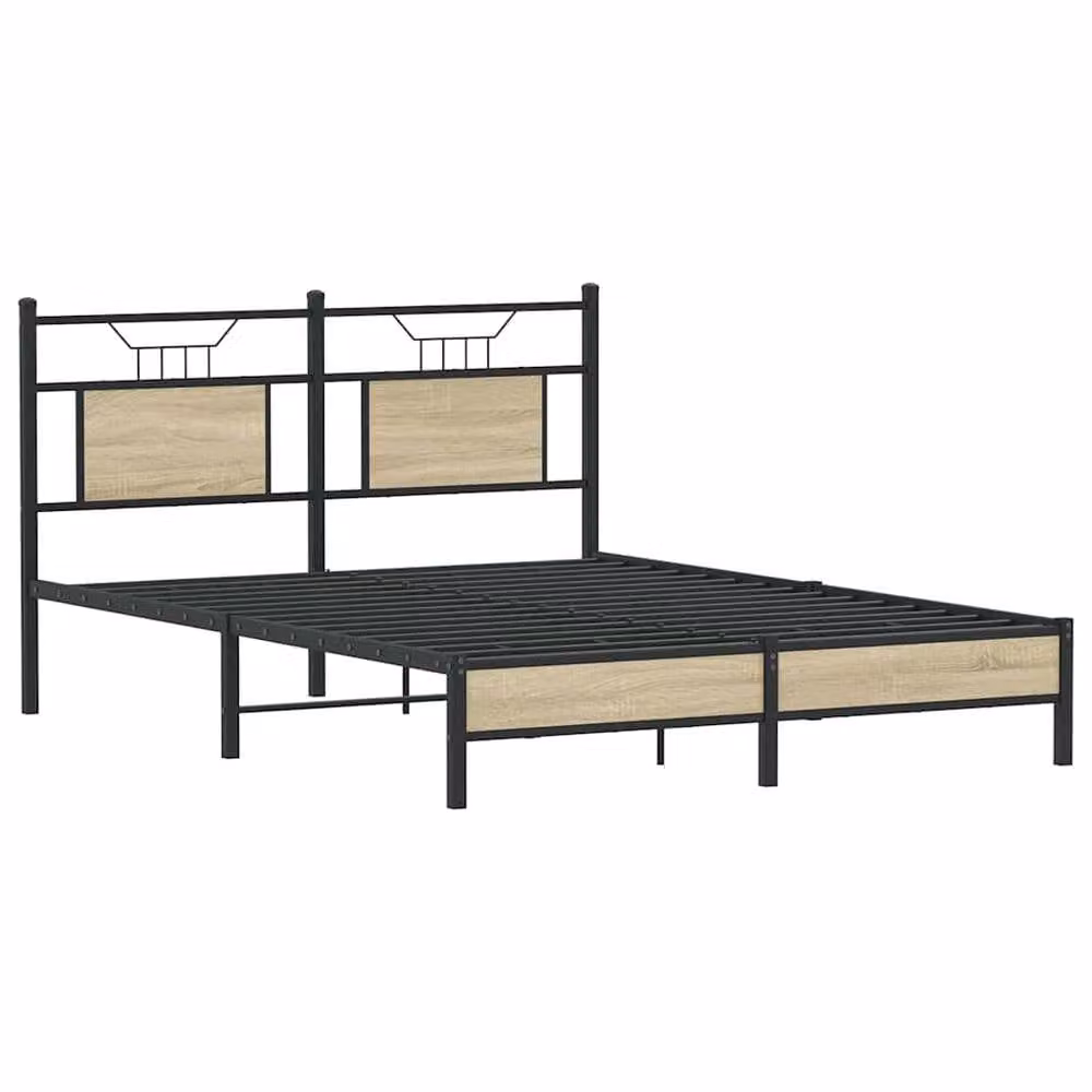 Berkfield Home Sonoma Oak Bed Frame in Brown, Engineered Wood, W/D/H: 140 x 200 cm – 3