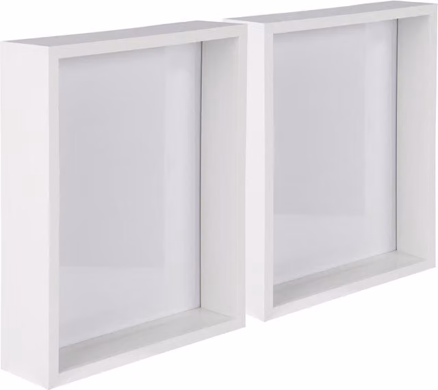 Nicola Spring Pack of 2 White Rectangular 3D Deep Box Photo Frames, W/H: 20.32 x 25.4 cm