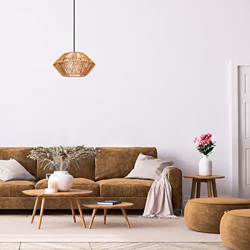 Happy Homewares Vintage Brown Paper String Easy Fit Light Shade, W: 32 cm, H: 16 cm – 2