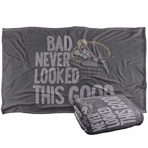 LOGOVISION Jim Henson Labyrinth Bad Never Looked This Good Super Soft Fleece Throw Blanket, Multicolour and Grey, W/D/H: 91 x 147 cm – 1