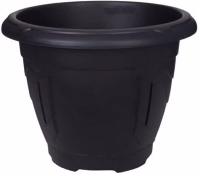 Whitefurze Black Round Venetian Decorative Plastic Garden Planter Pot