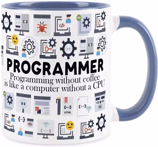 Purely Home Novelty Programmer Ceramic Mug in Blue