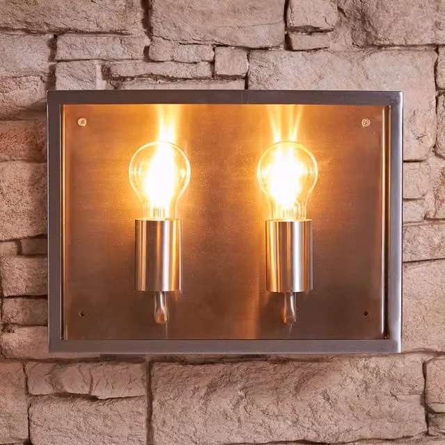 Biard Valbo Stainless Steel Outdoor Twin Wall Light in Black