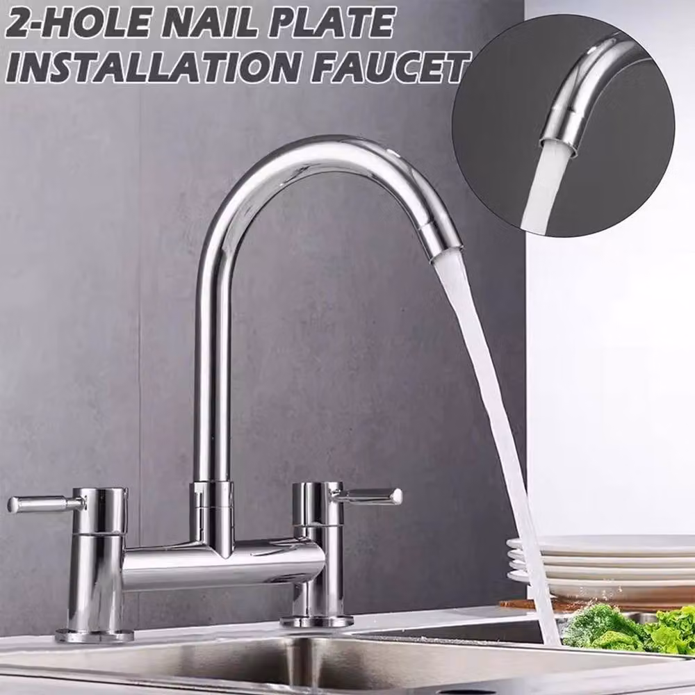 KORVIXA Modern Single Lever Kitchen Mixer Tap in Silver Chrome – 3
