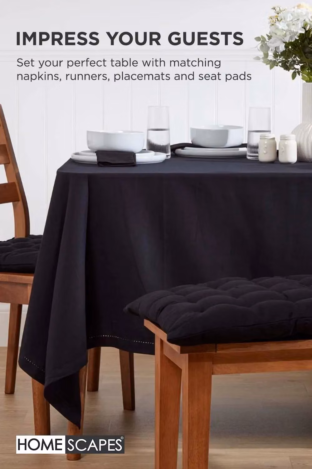 Homescapes Black 3 Seater Garden Bench Cushion, W: 143 cm, D: 48 cm, Cotton – 5
