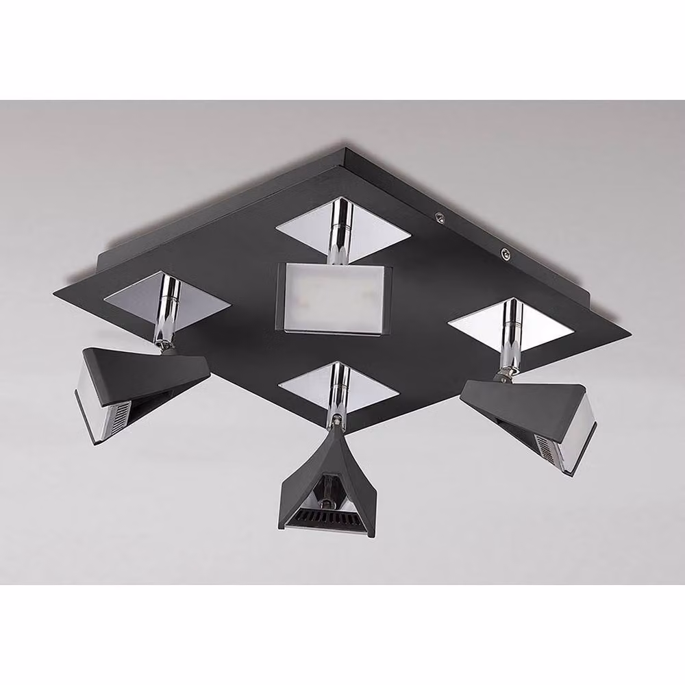 Netlighting Filippo 4 Light LED Square Ceiling Spot Light, 20W, 1750lm, Black and Chrome – 2