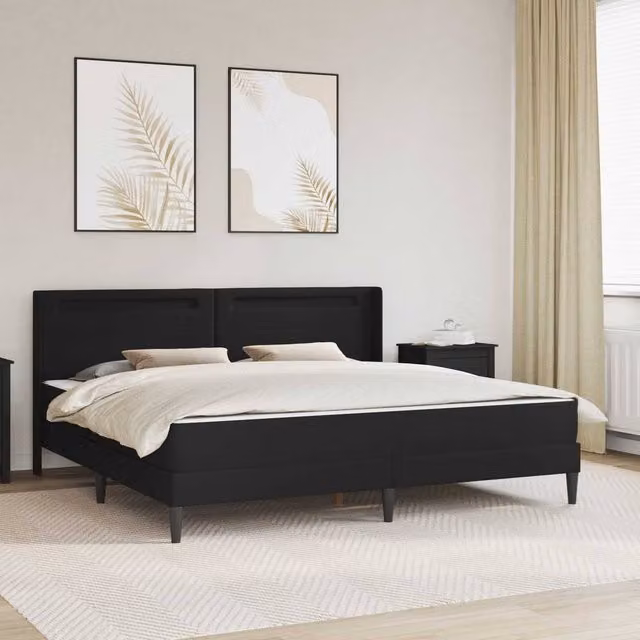 Berkfield Home Black Faux Leather Bed Frame with LED Under-Bed Lighting, W/D/H: 180 x 200 cm – 1