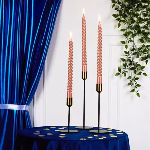 Deco Express Non-Drip Twisted Non-Scented Dinner Candles, Copper, Pack of 6 – 5