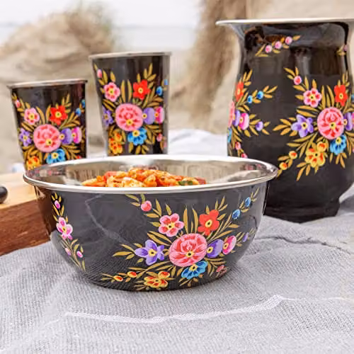 Billy Can Floral Stainless Steel Cereal Bowl in Grey, 18.5 cm – 3