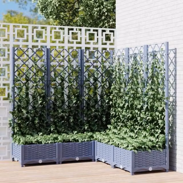 Berkfield Home Garden Planter with Trellis, Dark Grey, W/D/H: 120 x 120 x 121.5 cm – 1