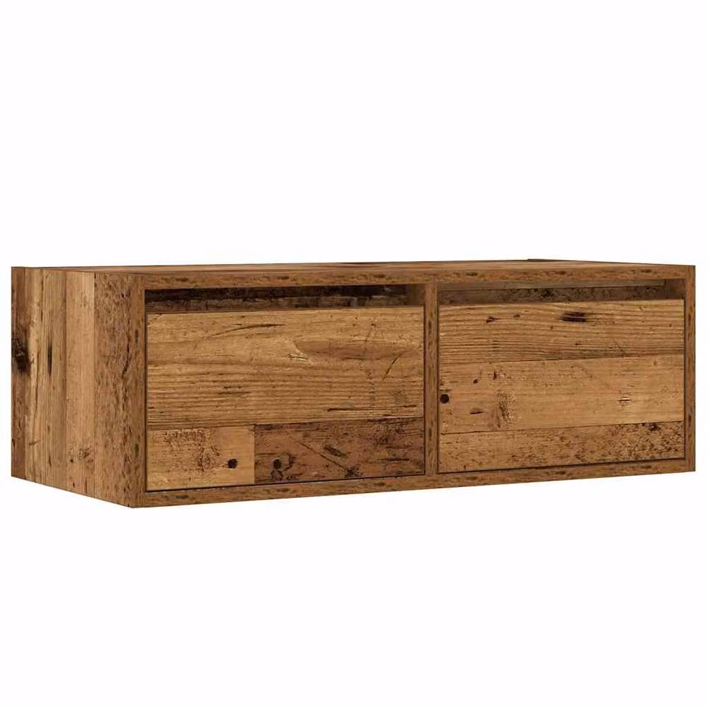 Berkfield Home TV Cabinet with LED Lights in Old Wood Brown, W: 75 cm, D: 35.5 cm, H: 25 cm – 2