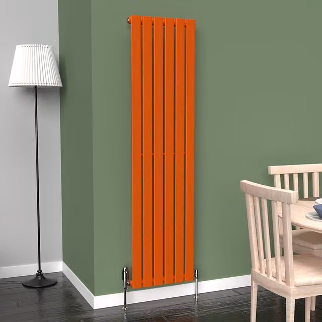 Lux Heat Flat Coloured Vertical Radiator in Sunburst Orange, H: 160 cm, W: 42 cm