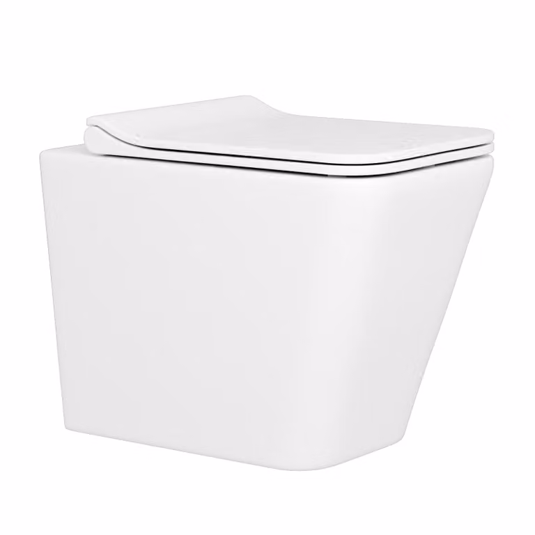 Royal Bathrooms Elena Rimless Back to Wall Toilet Pan with Slim Soft Close Seat, White Ceramic