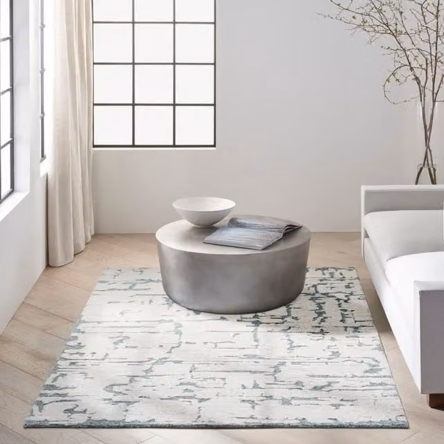 The Rug Shop UK Teal and Multicolour Handmade Wool Abstract Area Rug, W: 160 cm, L: 220 cm