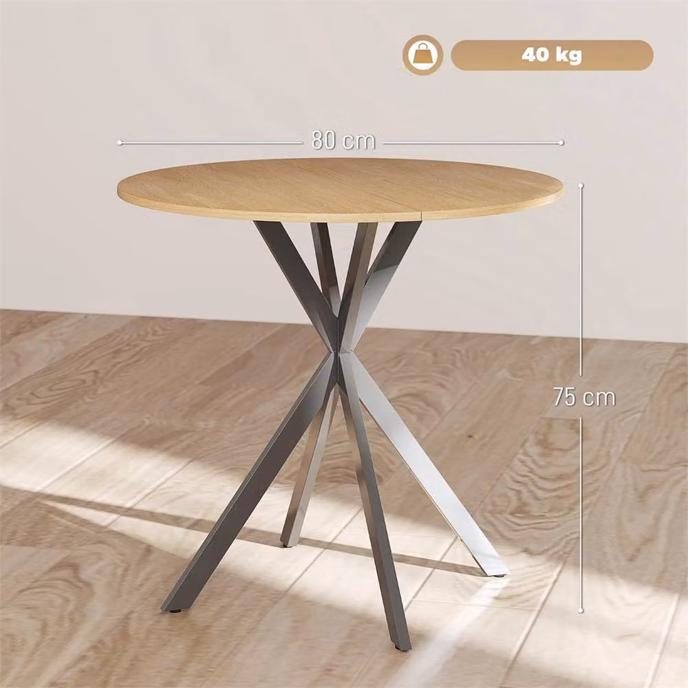 SPETLEK Industrial Round Dining Table in Brown and Black, Diameter: 80 cm, Height: 75 cm – 2