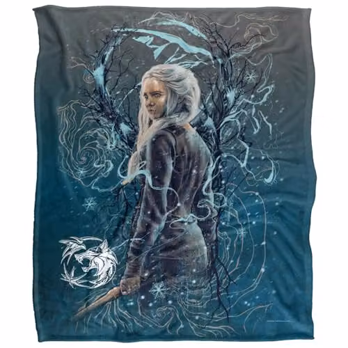 The Witcher Ciri Airbrush Silky Touch Super Soft Fleece Throw Blanket, White, W/D/H: 152 x 127 cm – 1
