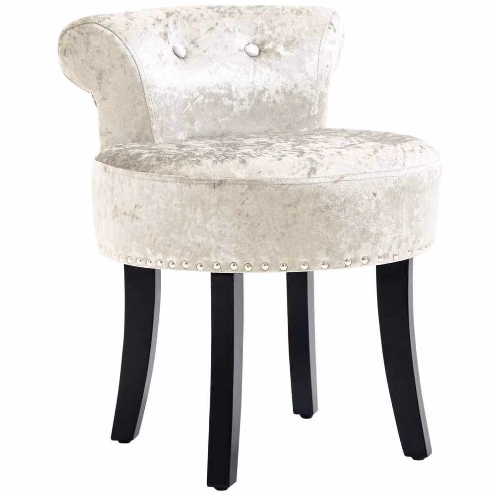 Wyld Haus Salami Beige Velvet Dressing Table Stool with Rubberwood Legs, H 62 cm x W 54 cm x D 50 cm – 2