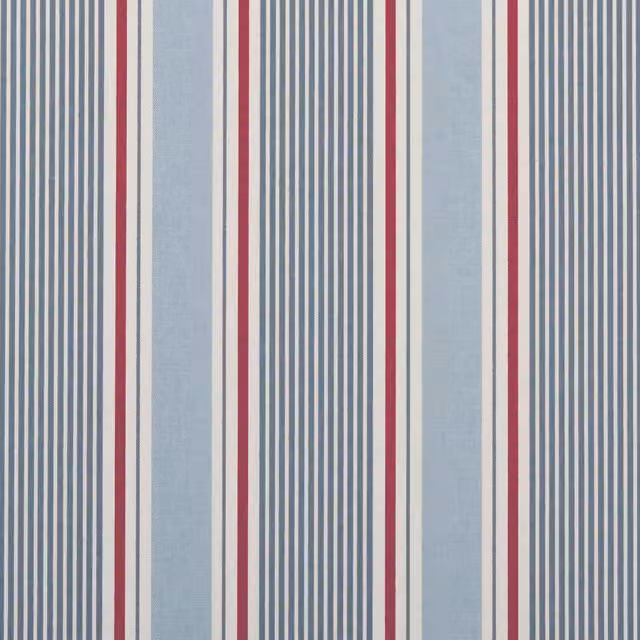 Clarke & Clarke Sail Stripe Fabric in Blue and Red